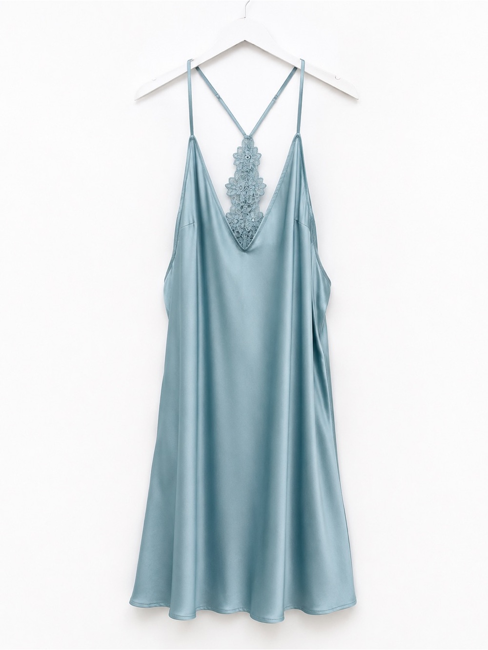 NWT New Victoria's Secret Satin Chemise in Dusty Blue sz XL